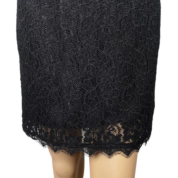 Babaton Aritzia Tobias Black Eyelash Lace Cap Sleeve Dress SZ 4 - Picture 8 of 14